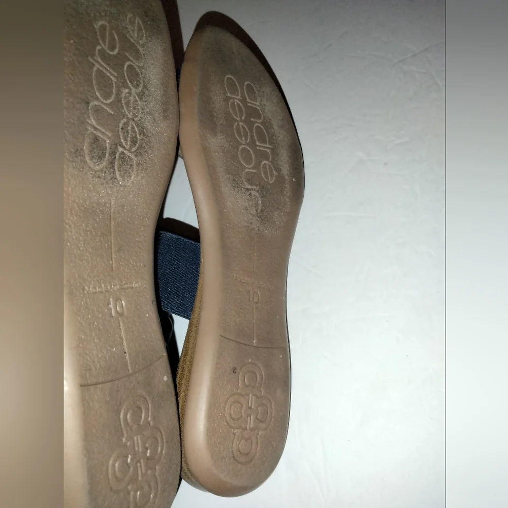 Andre Assous (Size 10) Navy Nigella Elastic Sling Back Open Toe Leather Sandals